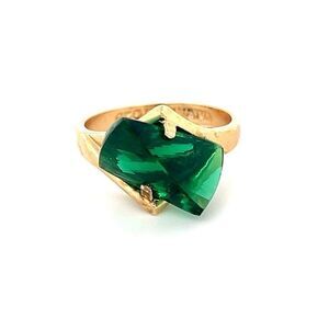 Sterling Gold Vermeil 925 Green Cz Taiwan Ring